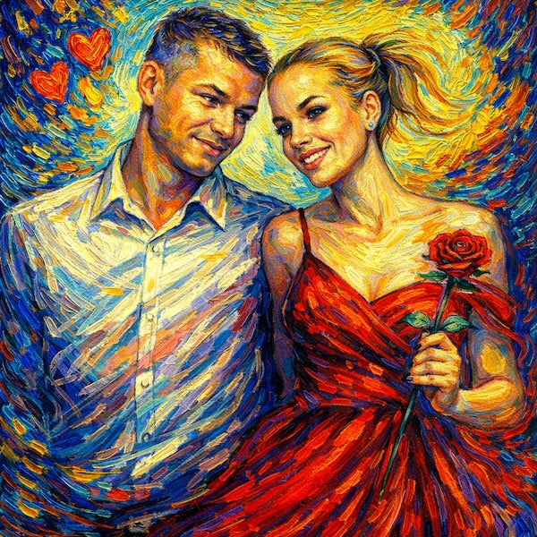 Obraz ze zdjęcia. Personalizowany prezent dla pary na rocznicę. Efekt farb olejnych.