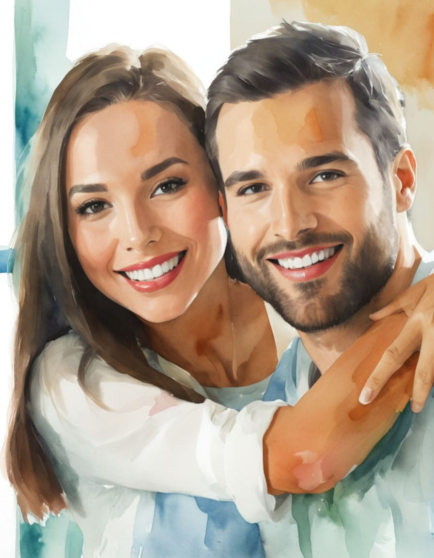 personalizowany portret akwarelowy delikatny i elegancki styl