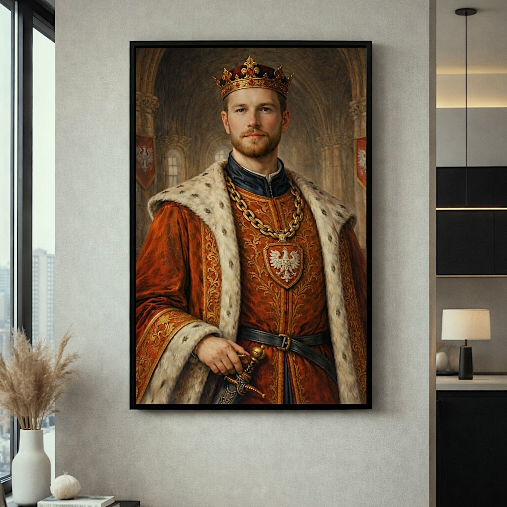 personalizowany portret króla polski historyczny i elegancki
