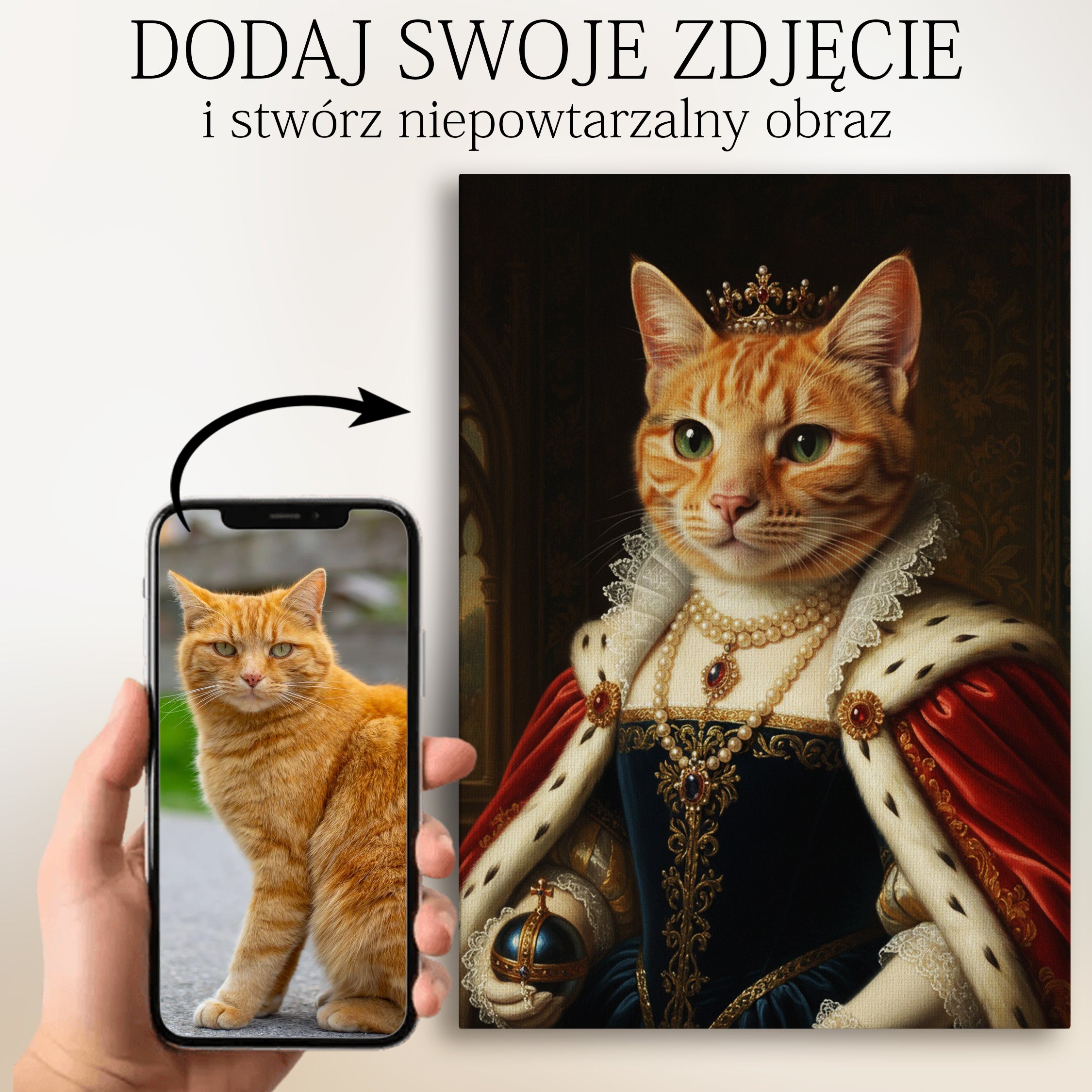 Królewski portret Twojego Kota - Wydruk