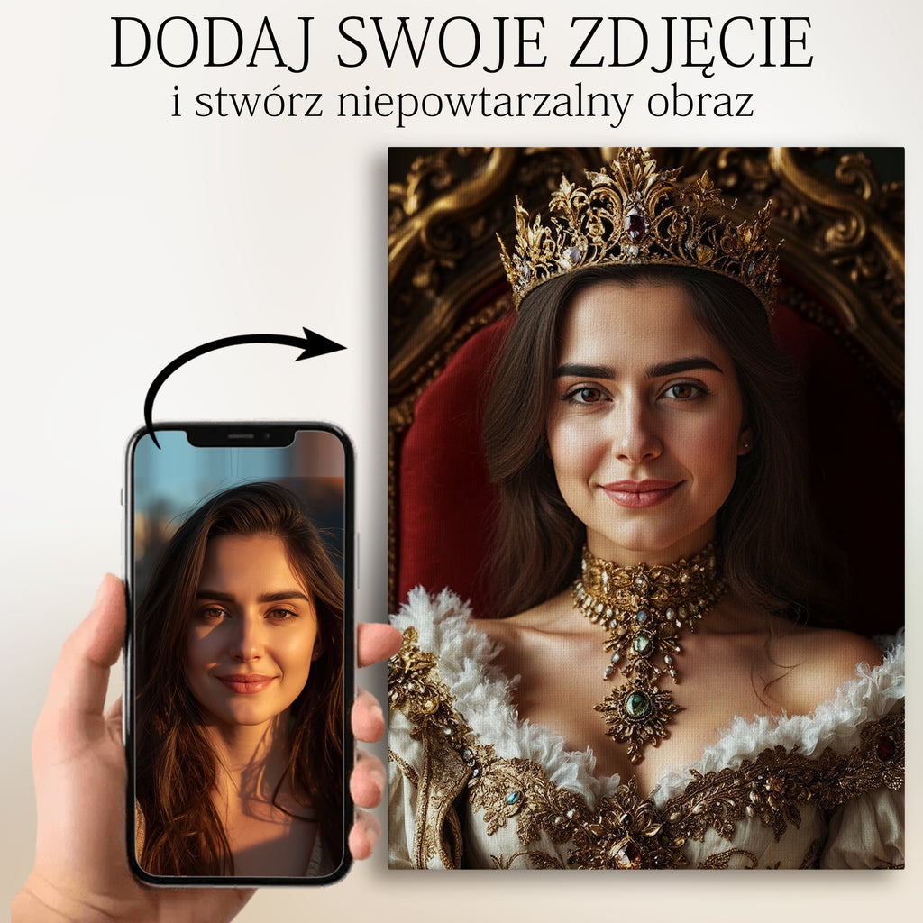 Portret królowej - obraz na płótnie z Twojego zdjęcia