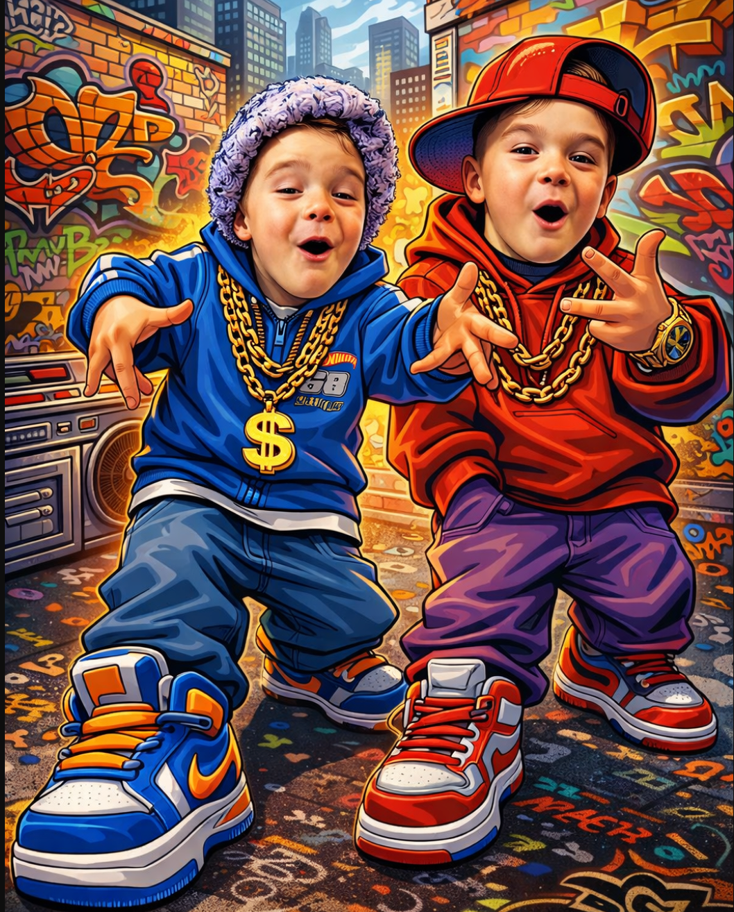 portret hip hop ze zdjęcia dla dziecka personalizowany obraz na płótnie