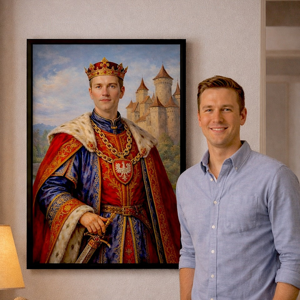 portret króla polski ze zdjęcia personalizowany obraz dla niego