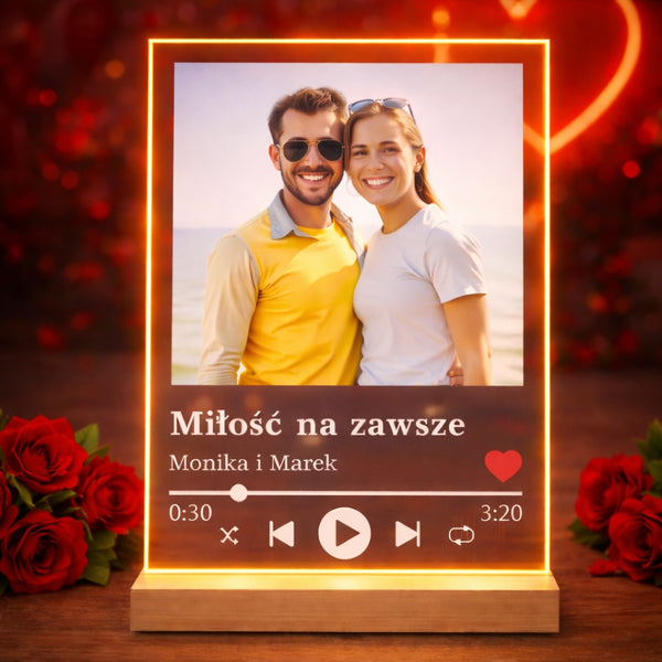 Obraz ze zdjęcia prezent dla niej i dla niego. Wydruk na szkle. Ramka spotify