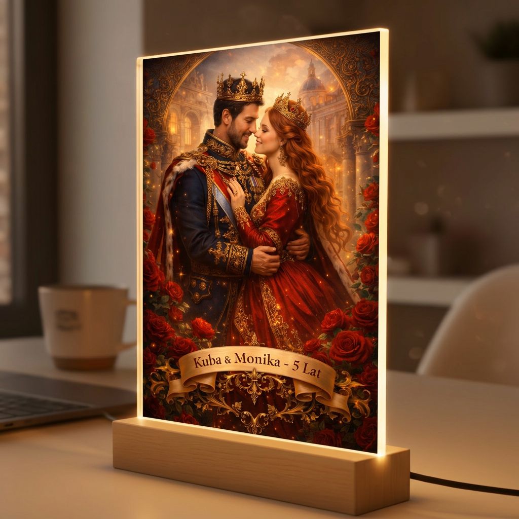 Portret ze zdjęcia - Para Królewska - Prezent dla pary, na rocznicę. Personalizowany